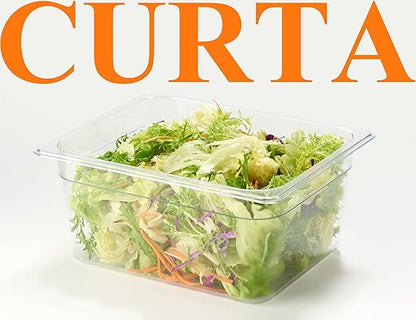 CURTA 6-Pack 1/2 Size 6" Deep NSF Polycarbonate Food Pans | Dishwasher & Freezer Safe Clear Container for Prep Tables, Buffet, Salad Bar, Commercial & Home Kitchen