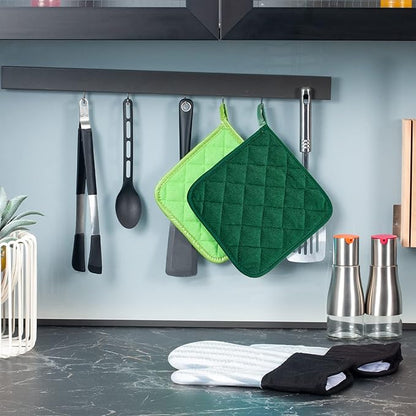 Pot Holders Buffalo Plaid Cotton Heat Resistant Potholder, Pot Holder, Hot Pads, Trivet for Cooking and Baking (5, Dark Green) - Image 4