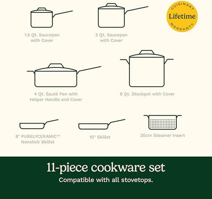 Cuisinart Cookware Set, 11 Piece Stainless Steel Cookware Pots and Pans, Home and Kitchen Durable Stainless Steel for Everyday Cooking, Matte Thyme, MT89G-11 - Image 9