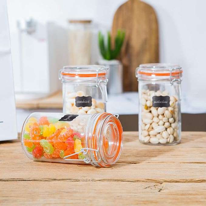 Glass Jars With Airtight Lids, 16 oz Glass Jars With Leak Proof Rubber Gasket,Wide Mouth Mason Jars With Hinged Lids For Kitchen Canisters,Glass Storage Containers 12 Pack - Image 6