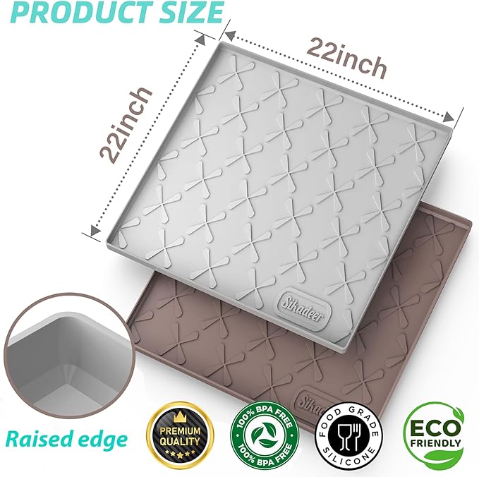 SIKADEER 22" x 22" Under Sink Mat Waterproof, Silicone Mat Kitchen Drawer Shelf and Cabinet Liner, Sink Protector for Kitchen Organizers and Storage, Boot Tray Pet Food Mats - Image 3
