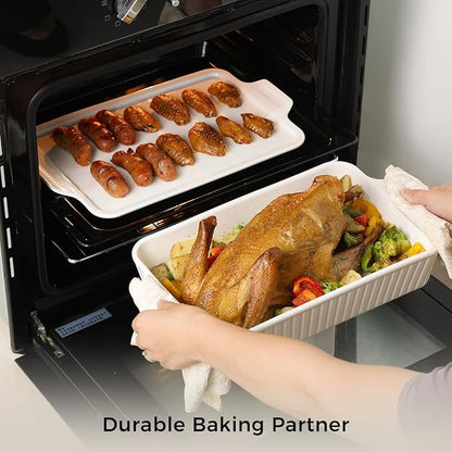 Dizada Large Casserole Dish with Lid 5.2 Qt (9"x13") - Deep 2-in-1 Porcelain Baking Pan, Ceramic Bakeware for Lasagna, Roasts, Oven Freezer Microwave Safe - Image 7