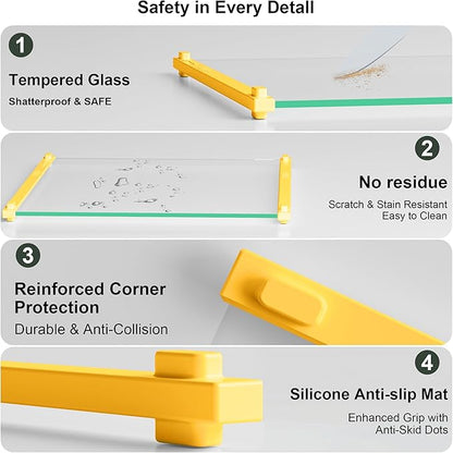 LANGBOHOS Small Glass Cutting Board(8x12 inch),Clear Tempered Glass Cutting board for Kitchen,Silicone Grip, Non-Slip, Heat-Resistant,Dishwasher Safe