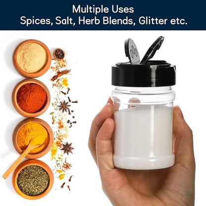 Yesland 20 Pack Plastic Spice Jars Bottles, 5 Oz PET Spice Containers BPA Free with Black Cap, Empty Seasoning Jars Glitter Storage Containers for Storing Spice Herbs Powders Glitter - Image 5