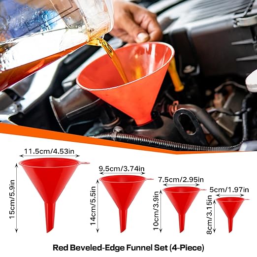 10Pcs Funnels for Automotive Use,Automotive Funnels Set,Wide Mouth Fuel Funnel, Plastic Long Neck Oil Funnel,Flexible Oil Funnel Kit with Spout and Filter for Filling Coolant, Engine Oil, Gasoline - Image 2