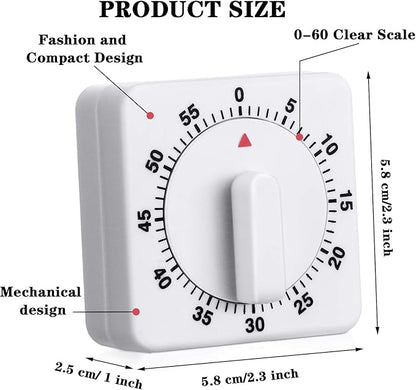 Weewooday 2 Pieces 60 Minute Visual Kitchen Timer Hour Mini Countdown Mechanical Timer Loud Voice for Kitchen, Homework, Exercise - Image 3
