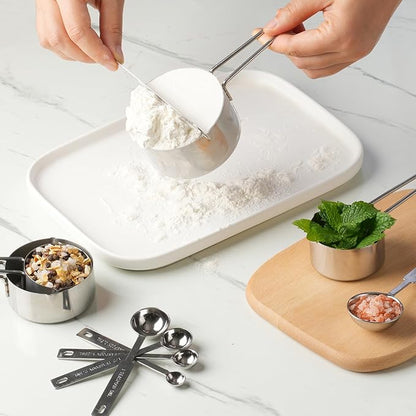 10-Piece Stainless Steel Measuring Cups and Spoons Set for Home Baking Essentials, Dishwasher Safe Kitchen Tools - Image 6