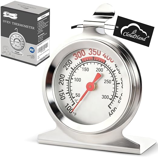 CloudHand Oven Thermometer 50-300°C/100-600°F Electric/Gas Oven Temperature Gauge Baking Thermometer Stainless Steel Instant Read Thermometer for Cooking