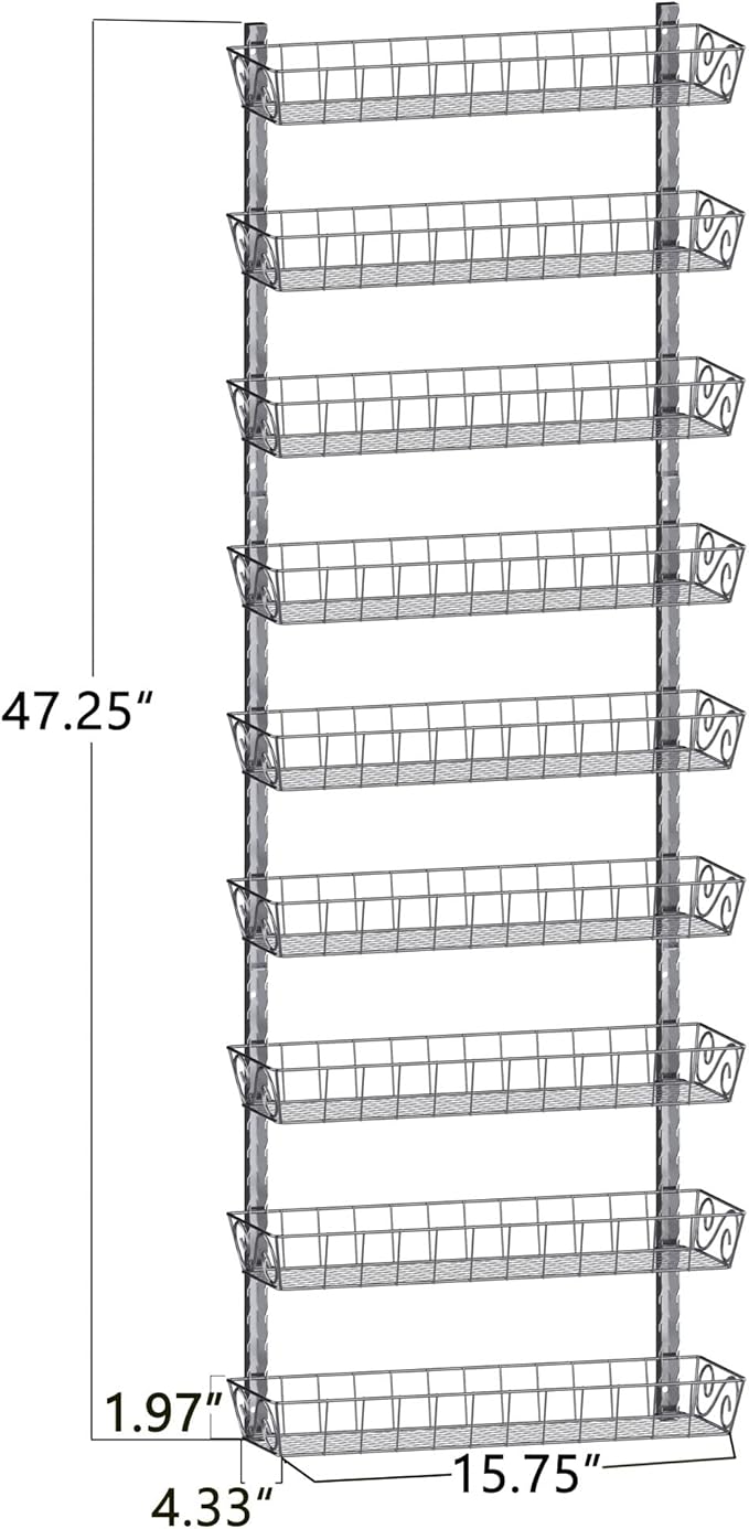 SWOMMOLY Adjustable Wall Mount Spice Rack, 9-Tier Dual-use (Multi-use) Organizer, Silver - Image 3