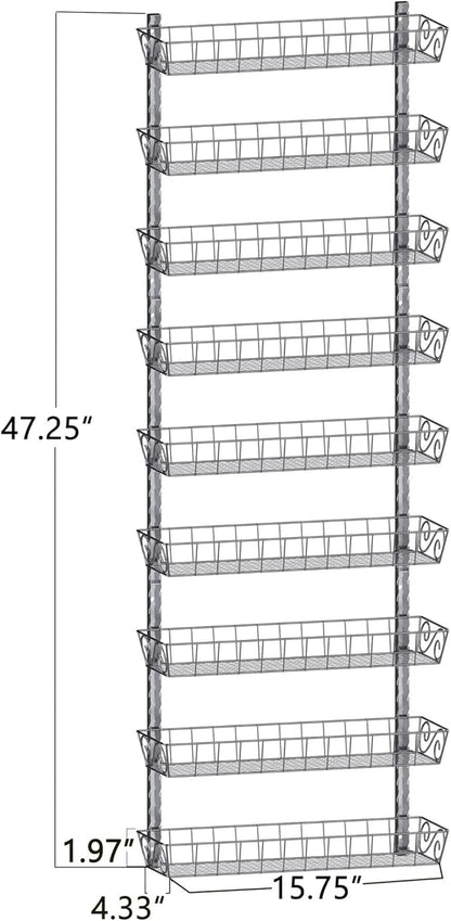 SWOMMOLY Adjustable Wall Mount Spice Rack, 9-Tier Dual-use (Multi-use) Organizer, Silver - Image 3