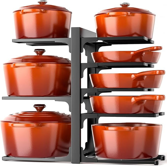 MUDEELA Pots and Pans Organizer Rack under Cabinet 8-Tiers Adjustable Heavy Duty 120LBS Pot and Pan Organizer inside Cabinet for Kitchen Organizer Cast-iron Pans, Heavy Skillets Griddles, Shallow Pots by MUDEELA