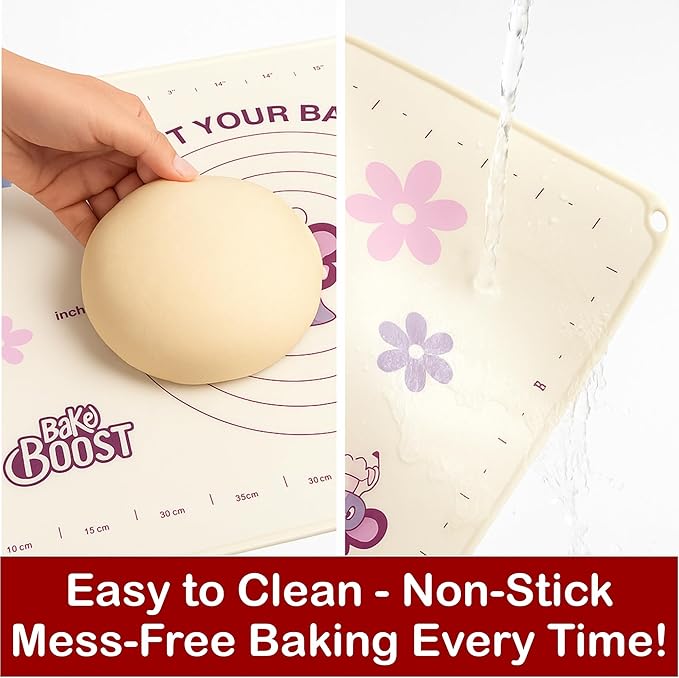 Silicone Baking Mat Gift Set – XL Non-Stick Pastry Mat with Rolling Pin, Dough Scraper, Spatula & Brush | Perfect Christmas Baking Kit for Cookies, Pies & Holiday Treats | Gift-Ready Box
