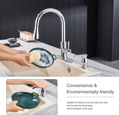 GAGALIFE Kitchen Sink Soap Dispenser Chrome, Under Sink Soap Dispenser with 40" Silicone Extension Tube Kit,Say Goodbye to Frequent Refills - Image 4