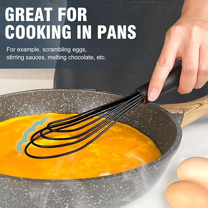 Flat Whisk, EDDEAS Silicone Gravy Whisk for Cooking, Beating, Stirring Gravy and Eggs - Image 3