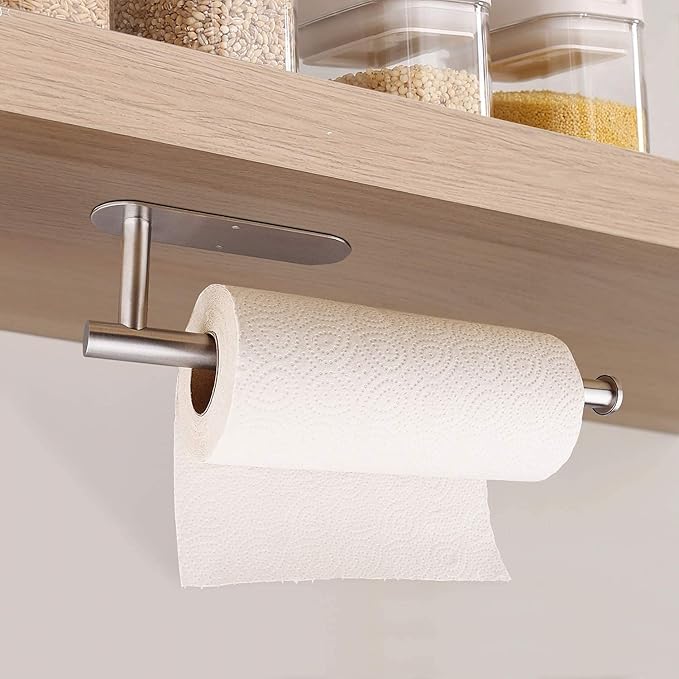 Paper Towel Holders for Kitchen,Paper Towels Bulk- Self-Adhesive Under Cabinet,Both Available in Adhesive and Screws,Stainless Steel - Image 2