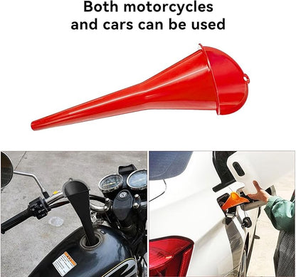 2 PCS Oil Funnel, Automotive Multi-Function Plastic Fuel Funnel with Long Neck, Universal Engine Oil Funnel for Filling Oils Gas Lubricants and Fluids, Car Accessories (2PCS-Red)