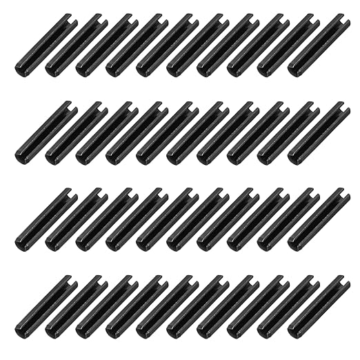 MECCANIXITY 60Pcs Slotted Split Roll Pins 6/25 Inch(6mm) Dia. 1 Inch(25mm) Length 65Mn Steel Spring Tension Expansion Dowels for Secure Fastening, Black