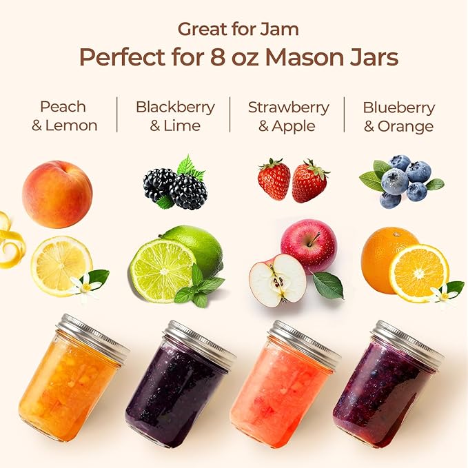 ComSaf Small Mason Jars 8 oz 12Pcs Bulk Set, Half Pint Regular Mouth Mason Jar with Lids and Seal Bands, Glass Canning Jars for Jam, Jelly, Spice, Meal Prep, Shower Wedding Favors, DIY Candles Decor - Image 5
