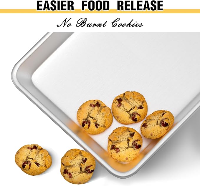 Commercial Quality Baking Sheet Pan Set, Natural Aluminum Cookie Sheet, Umite Chef Warp Resistant Baker's Half Sheet Pan, Large Thick Cookie Tray Pans for Baking, Roasting(2 Pack, 18X13In) - Image 2