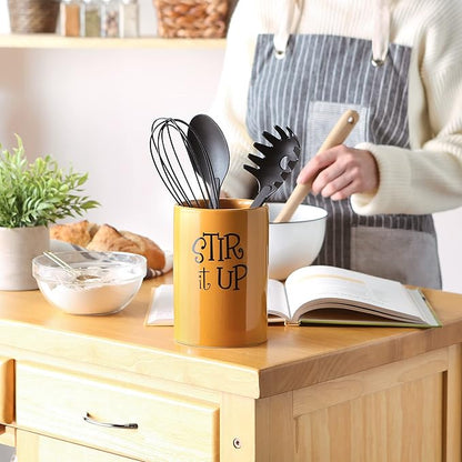 DII Kitchen Accessories Retro Collection, Ceramics, Utensil Holder, Honey - Image 3