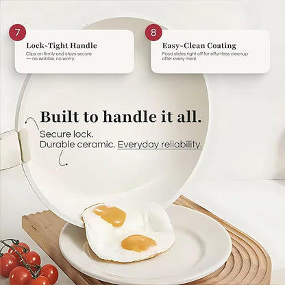 GOURMETIFIC® Pots and Pans Cookware Set [11 PIECES] - Non Toxic Ceramic Coated Cooking Ware - Induction, Gas & Oven Kitchenware - Non Stick Pot & Pan with Removable Handles & Stackable (Blush Pink)