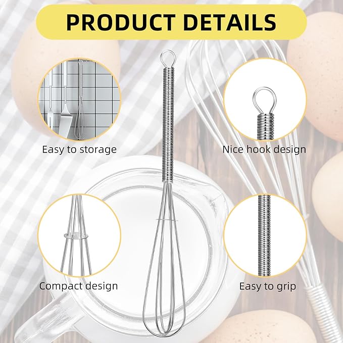 Baderke 30 Pcs Mini Whisk Bulk Small Whisks for Cooking 304 Stainless Steel Tiny Whisk for Baking, Whipping, Beating Eggs, Mixing Sauces, Blending Ingredients (6 Inch) - Image 3