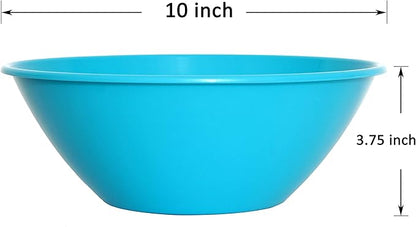 Youngever 9 Pack 3000ML Re-usable Plastic Mixing and Serving Bowls, Popcorn Bowls, Salad Bowls, Chip and Dip Serving Bowls, in 9 Colors (Rainbow) - Image 2