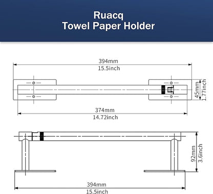 RUACQ Paper Towel Holder Under Cabinet, Wall Mounted or Adhesive Stainless Steel Paper Towel Holder,Square Base Paper Towel Rack for Kitchen, RV, Bathroom (Brushed Nickel) (Pack of 2)