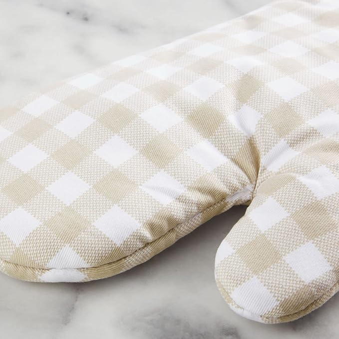 KitchenAid Gingham Oven Mitt 2-Pack Set, Milkshake, 7"x13" - Image 4
