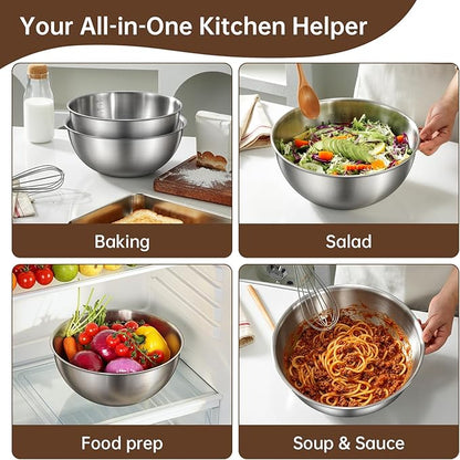 Gronivex Stainless Steel Mixing Bowls Set of 2 (4.2 & 5.3 Qt), Food Grade 304, Dishwasher Safe, Stackable Nesting Bowls for Baking, Salad Prep & Cooking - Image 5