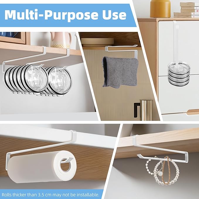 Tumbler Lid Organizer, 2 Pack for Yeti Lid Organizer, Space Saving Water Bottle Lid Holders, Tumbler Lid Holder Up to 12 Lids,No Drilling,Cup Lid Organizers for Kitchen Under Cabinet Storage (White) - Image 6