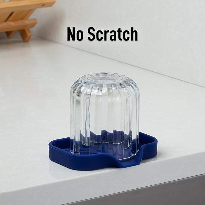 Zulay Kitchen Small Silicone Sponge Holder (4.9x3.3”) – Space-Saving Sink Organizer Tray for Sponge, Soap, Brush & More – Compact Non-Slip Dish for Kitchen & Bathroom (Dark Blue) - Image 7