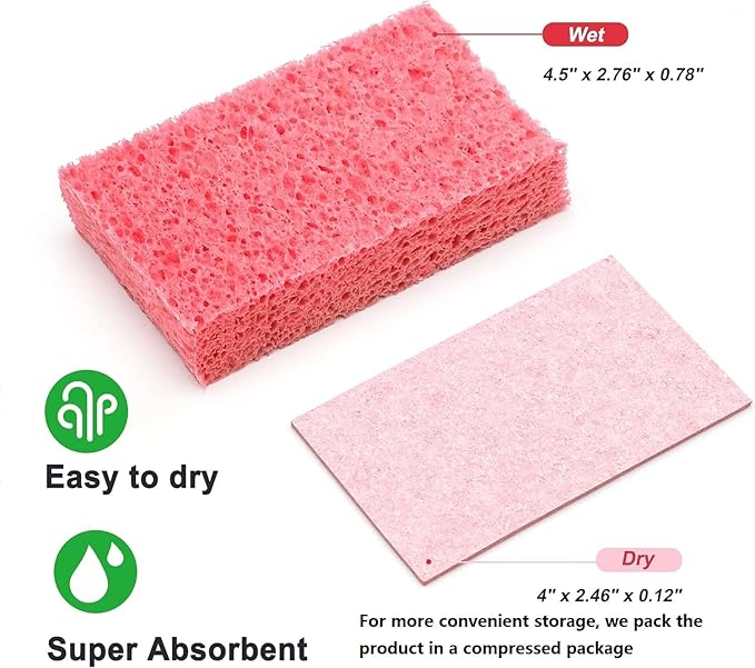 Kitchen Sponges,Heavy Duty Scrub Kitchen Sponge,Clean Tough Messes Without Scratching Sponges Kitchen,Pop Up Eco Sponges DIY White (6 Pack) - Image 6