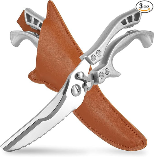 ANDONG Upgrade Heavy Duty Stainless Steel Kitchen Scissors - Professional Poultry Shears for Bone, Meat, Chicken, Fish, Turkey, Vegetables,Spring Loaded Multipurpose Ultra Sharp Utility Scissors