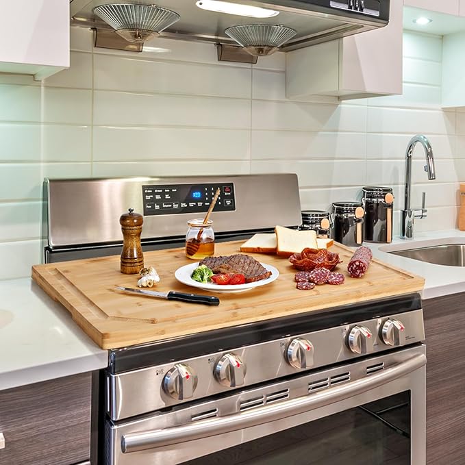 30 x 20 Extra Large Bamboo Cutting Board for Kitchen, Cutting Board Stove Top Cover, Butcher Block Chopping Board with Handle and Juice Groove, Large Charcuterie Board Over the Sink - Image 6