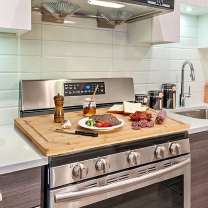 30 x 20 Extra Large Bamboo Cutting Board for Kitchen, Cutting Board Stove Top Cover, Butcher Block Chopping Board with Handle and Juice Groove, Large Charcuterie Board Over the Sink - Image 6