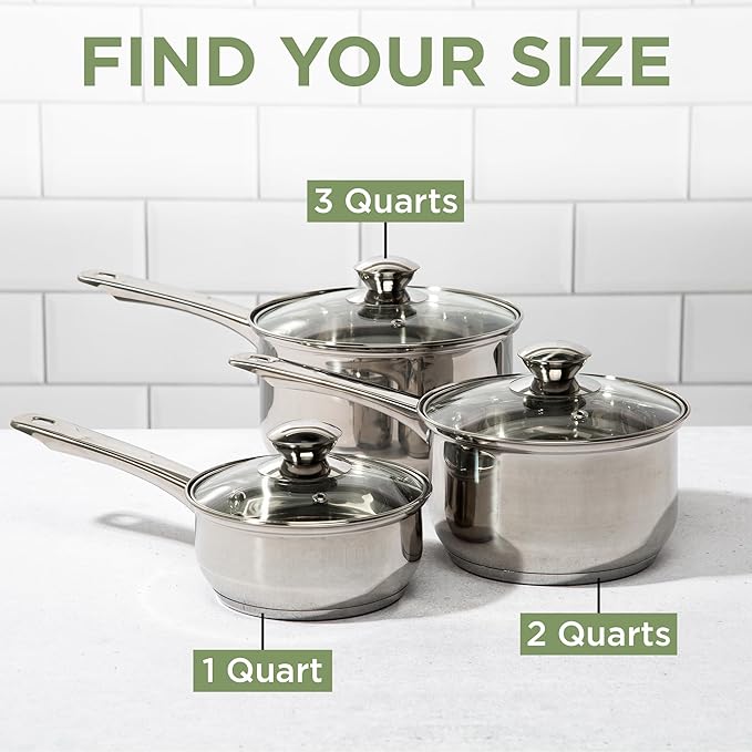 Ecolution Stainless Steel Sauce Pan, Encapsulated Induction Ready Cooking Pot with Glass Lid, Oven Safe, Dishwasher Safe Soup Pot, 3-Quart - Image 7