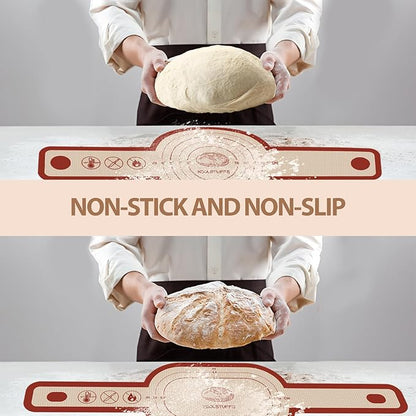 Silicone Bread Sling for Dutch Oven, 2 PCS Red Non-Stick & Reusable Bread Baking Mat with Extra Long Handles, Easy and Safe Sourdough Transfer, Dishwasher Safe Baker's Tools, Round and oval - Image 2