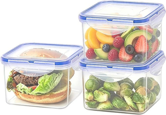 KIGI Square Food Storage Containers with 4-Sided Locking Lid, 30.4 OZ, Leak proof, Ideal for Lunch and Meal Prep, BPA-Free Plastic, 6-Piece, 3.75 Cup