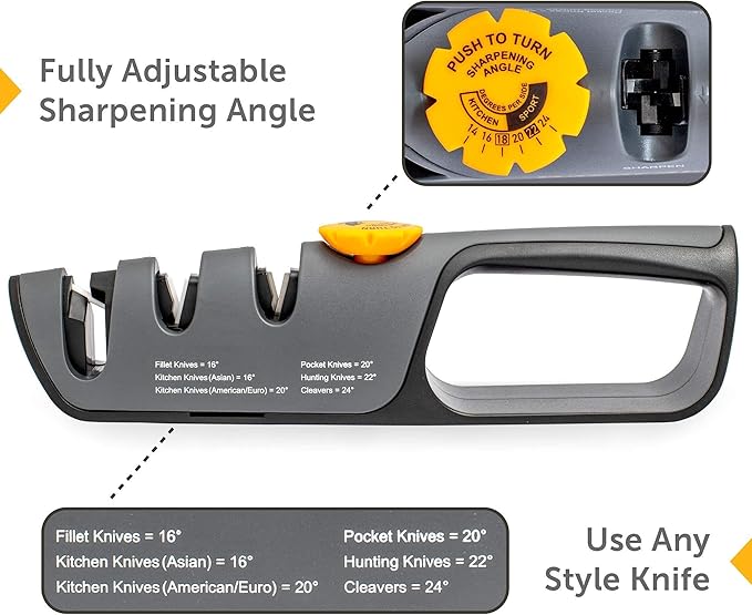 RazorSharp™ Knife Sharpener With Adjustable Angle Guide — Diamond-Coated Ceramic Sharpening Stones for All Knives Including Precision Kitchen, Professional, Chef's Knives — Non-Slip Rubber Edge Grip - Image 3