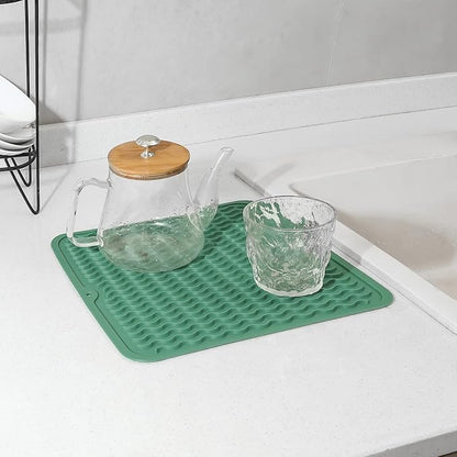 MicoYang Silicone Dish Drying Mat for Multiple Usage,Easy clean,Eco-friendly,Heat-resistant Silicone Mat for Kitchen Counter or Sink,Refrigerator or Drawer liner Green M 12 inches x 12 inches - Image 5