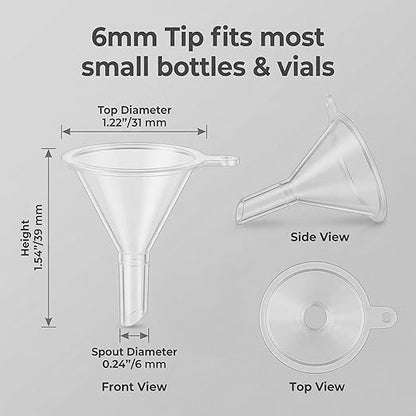 Mini Funnels Set, Small Clear Plastic Funnel with 6mm Narrow Spout for Filling Tiny Bottles, Essential Oils, Perfume, Capsules, Powder, Spices, Sand Art & Lab – Food Grade Heat Resistant (5, mini) - Image 3