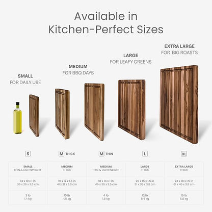 Teakhaus Carving Board and Cutting Board Oil Set - Includes Large (L) Wood Cutting Board with Juice Groove and EON Food Grade Mineral Oil - Knife-Friendly - FSC Certified - Image 5