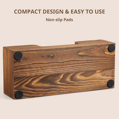 Paper Towel Dispenser Countertop, Burnt Wood Bathroom Paper Towel Holder, Black Napkin Holder for Kitchen, Countertop Multifold C-Fold, Z-Fold, Trifold Paper Hand Towel Dispenser for Toilet - Image 4