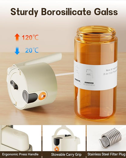 OURCABECUE Upgrade 2 in 1 Oil Sprayer for Cooking, 17oz Light-Blocking Glass Olive Oil Dispenser Bottle for Kitchen,Food-Grade Oil Mister with 8 Stickers for Salad, Frying (Brown Bottle-White Cap) - Image 8