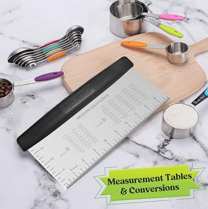 HULISEN Large Bench Scraper for Baking, 10 inch Dough Pastry Scraper with Measuring Scale, Stainless Steel Cake Scraper, Pizza Cutter, Food Chopper, Bread Separator Knife - Image 7