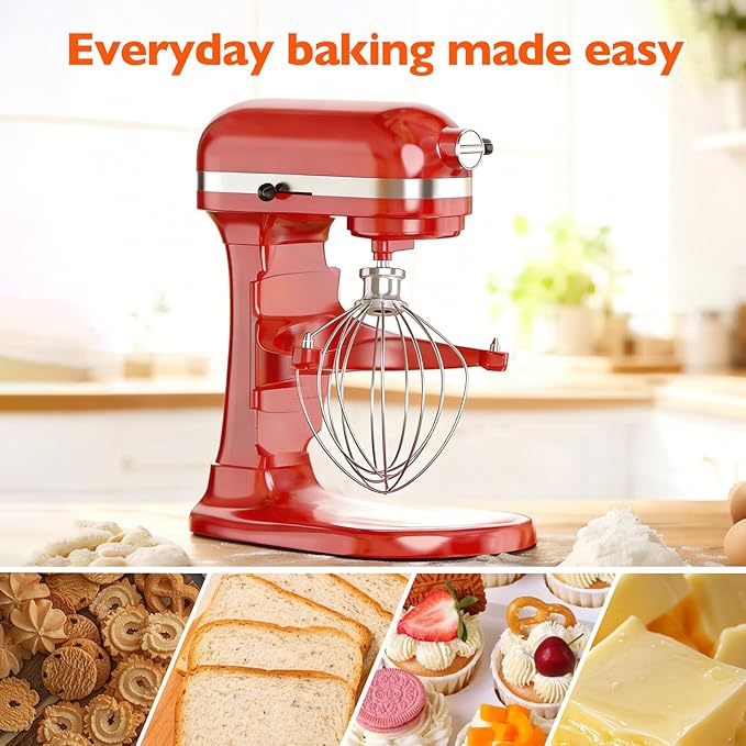 KN256WW Stainless Steel 6-Wire Mixer, for Kitchenaid Whisk Attachment, Compatible with 5plus-6Quart Bowl Lift Stand Mixer, Food Grade, Suitable for Mixing Cream and Cake, Dishwasher Washable - Image 4