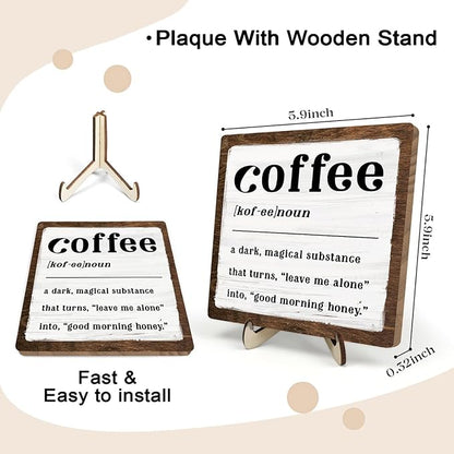 Coffee Bar Sign Plaque for Coffee Bar Station, Vintage Wooden Java Sign Decor for Kitchen,Farmhouse Cafe,Fun Gifts for Friends,Dad,Mom 5.9x5.9inch - Image 2