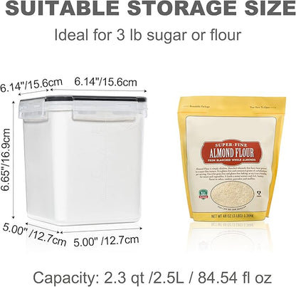 PANTRYSTAR Medium Food Storage Containers with Lids Airtight 2.5L /84.5Oz, for Flour, Sugar, Baking Supply, 3PCS BPA Free Plastic Canisters for Kitchen Pantry Organization - Image 2