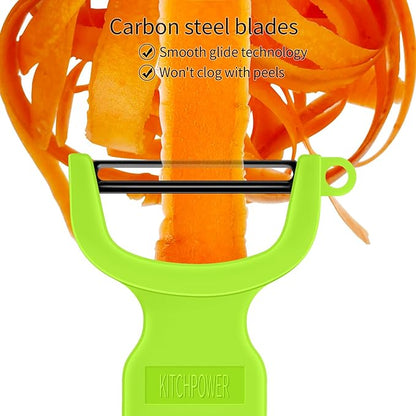 Original Vegetable Peeler, Potato Peelers for kitchen Carbon Steel Blade 3-Pack Green/Orange/Black - Image 4
